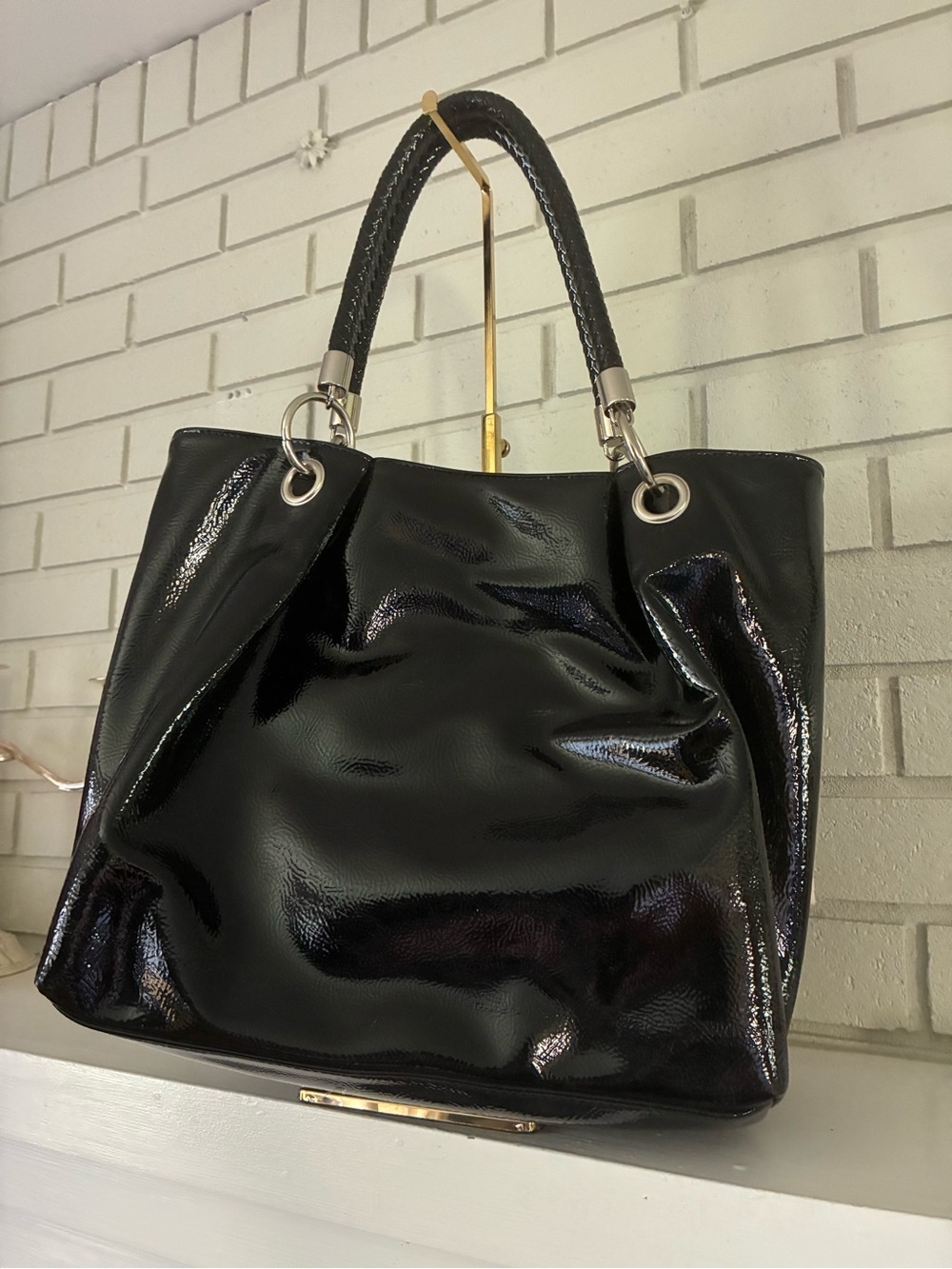 Kenneth Cole Reaction Black Patent Tote Bag - Picture 6 of 12